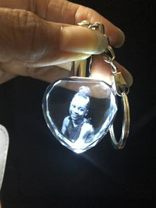 Key Chain Small Heart Crystal with Light
