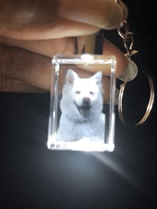 Key Chain Small Rectangle Crystal with Light